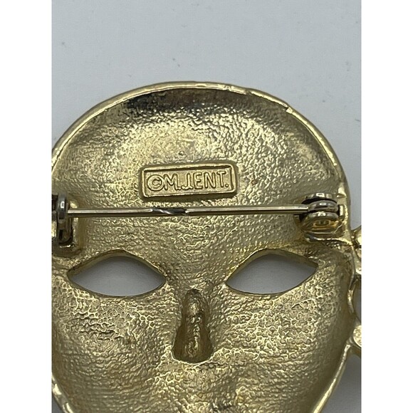 Vintage MJENT Face Mask Gold Tone Brooch - Picture 4 of 8